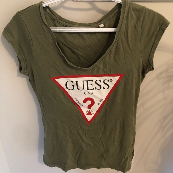 Guess Tops - GUESS Olive Green T-Shirt Size XS